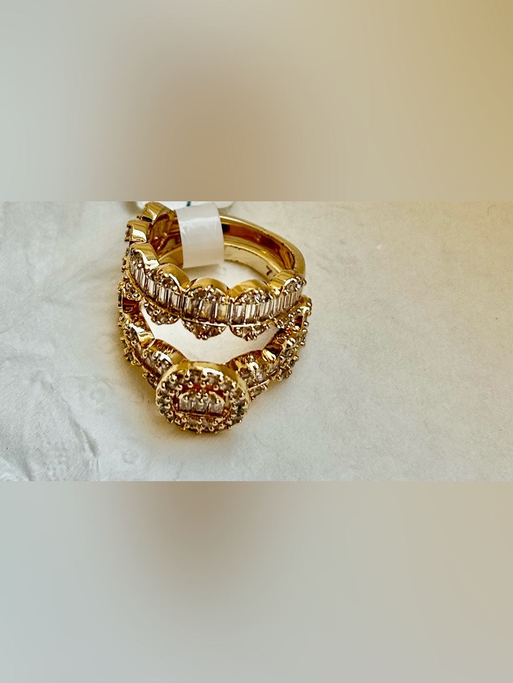 Gold Crystal Cluster Stack Ring Set - Women Jewelry